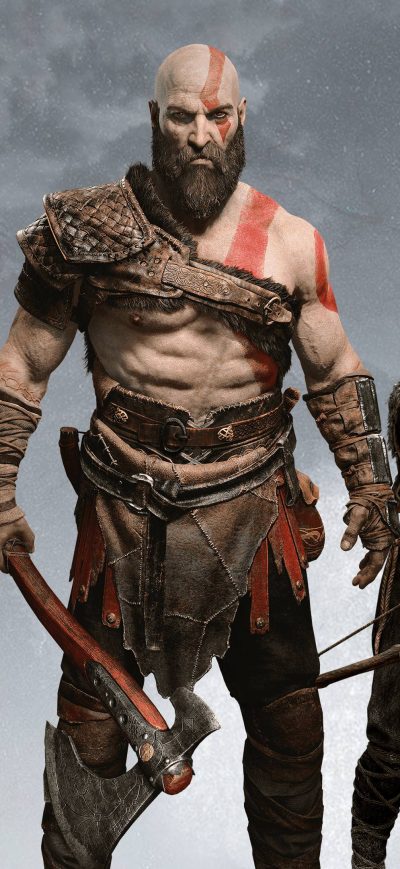 Fond d'écran iPhone Kratos And Atreus 4k