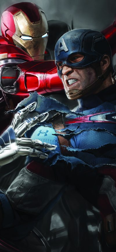Fond d'écran iPhone Iron Man And Captain America 5K Artwork