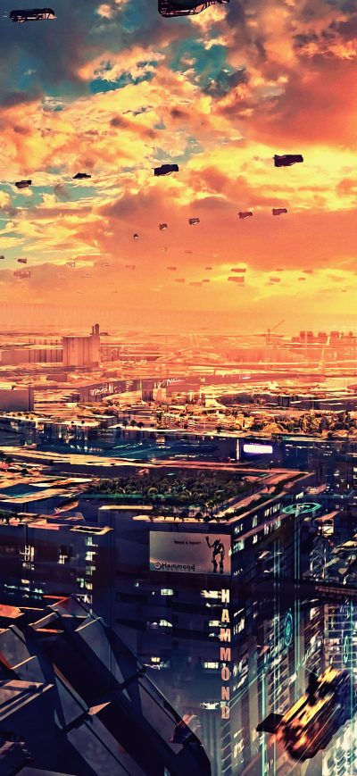 Fond d'écran iPhone Science Fiction Cityscape Futuristic City Digital Art 4k