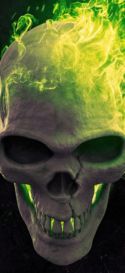 Fond d'écran iPhone Ghost Rider Green Flame 5k