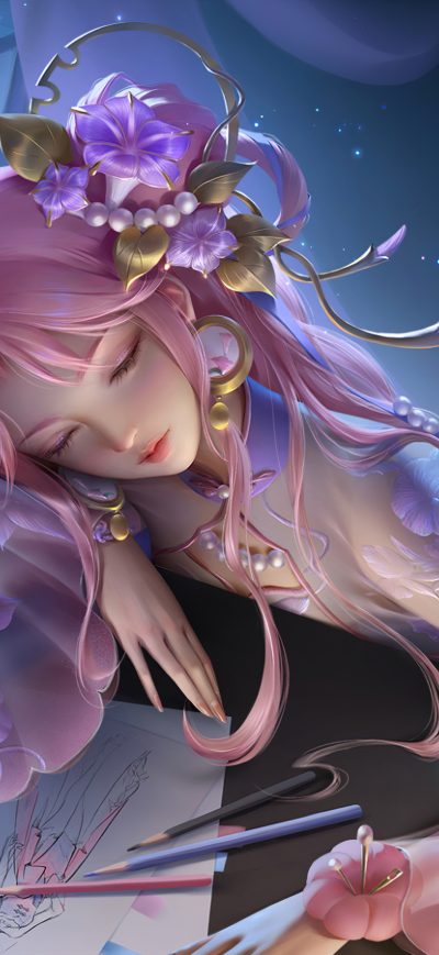 Fond d'écran iPhone Honor Of Kings Pink Hair Anime Girl
