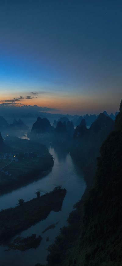 Fond d'écran iPhone Sunrise On The Li River 8k