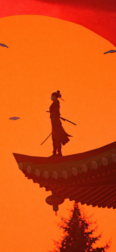Fond d'écran iPhone Samurai Evening 4k