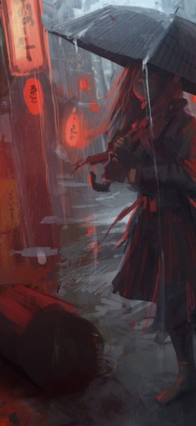 Fond d'écran iPhone Anime Girl In Rain