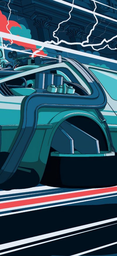 Fond d'écran iPhone Back To The Future Car Illustration 4k