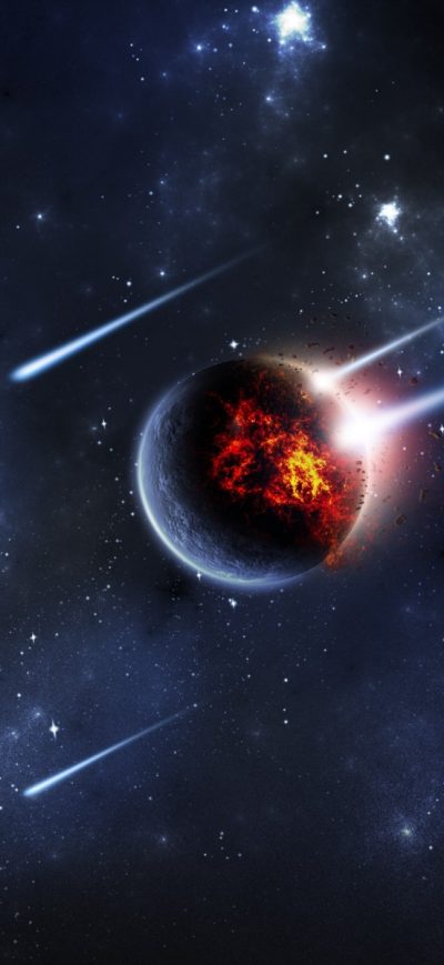 Fond d'écran iPhone Planet Meteors Digital Art