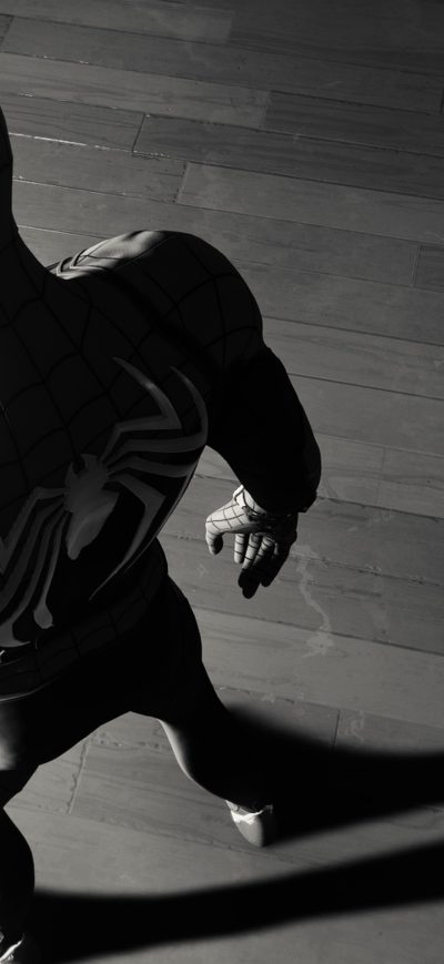 Fond d'écran iPhone Spiderman Game Spider Logo 4k Monochrome