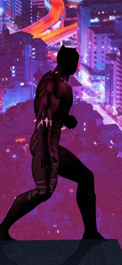 Fond d'écran iPhone Black Panther Minimal Poster Art