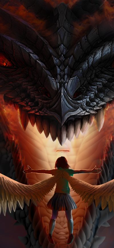 Fond d'écran iPhone Dragon Vs Angel