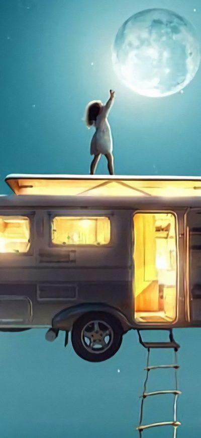Fond d'écran iPhone Girl Catching Moon Van
