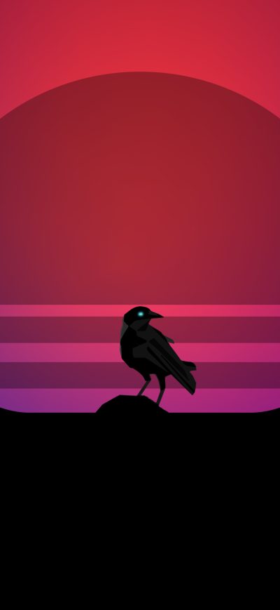 Fond d'écran iPhone Bird Synthwave 4k