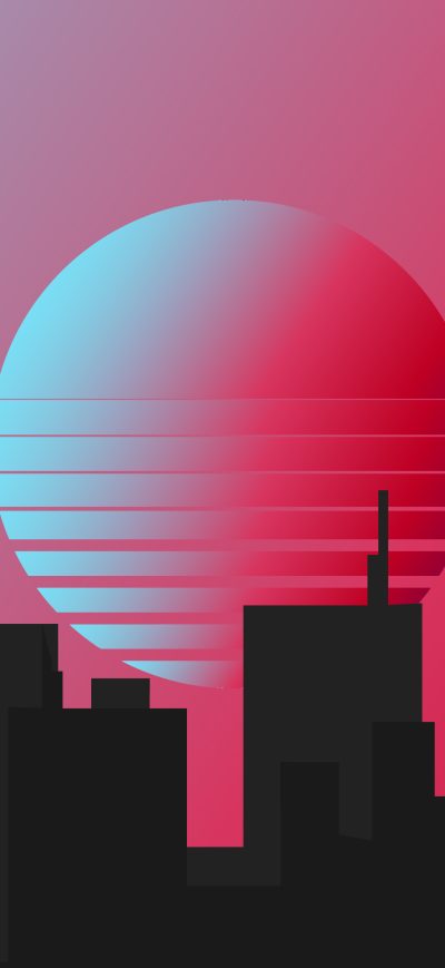 Fond d'écran iPhone City Retrowave Minimal 4k