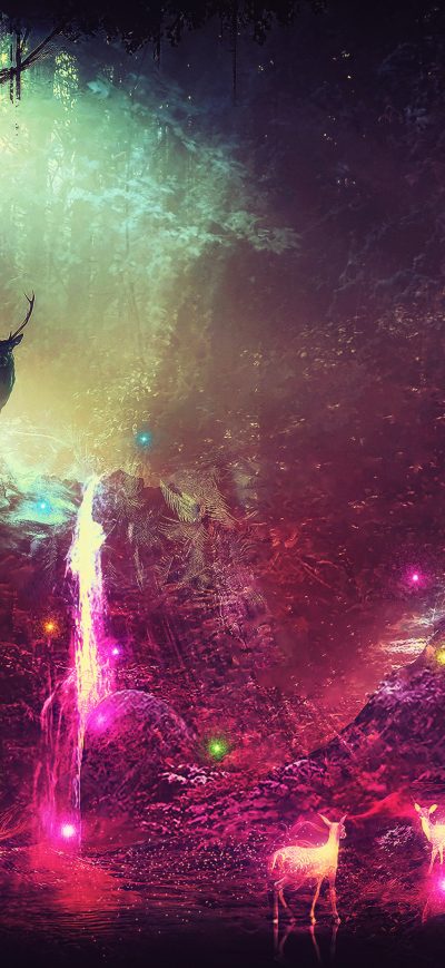 Fond d'écran iPhone Fantasy Magic Deer Artwork 4k