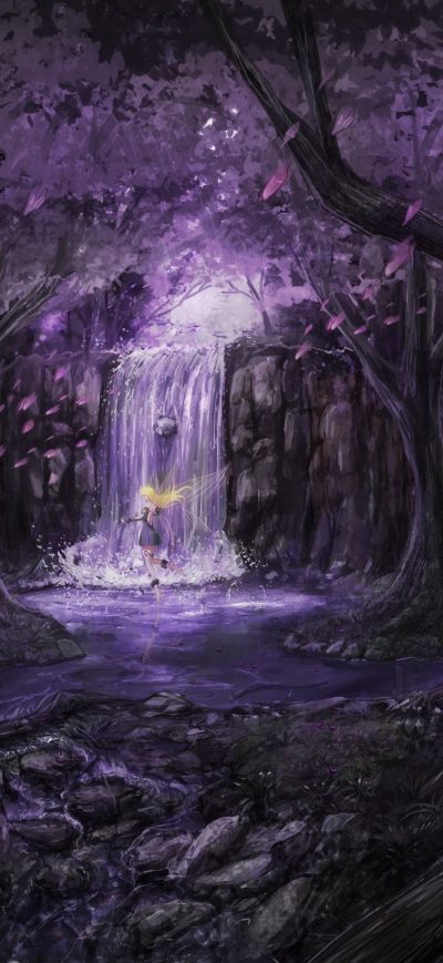 Fond d'écran iPhone Anime Landscape Trees Dress Fairies 5k