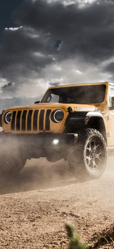 Fond d'écran iPhone Yellow Jeep Wrangler Rubicon 2021 4k