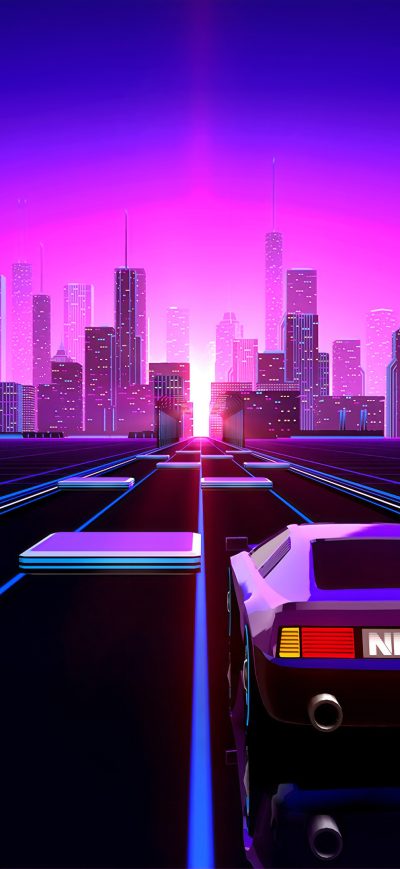 Fond d'écran iPhone Way To Retrowave City