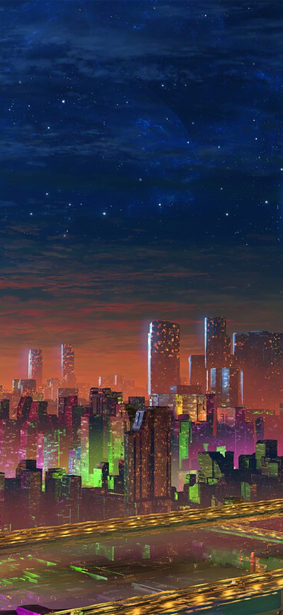 Fond d'écran Galactic Nightlife 4k sur iPhone