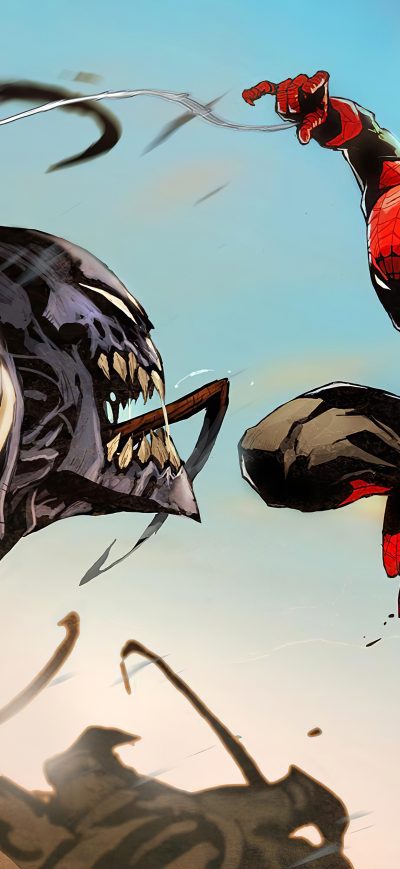 Fond d'écran iPhone Spiderman Vs Venom Comic Art 4k