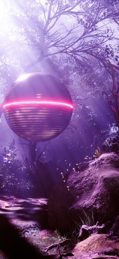 Fond d'écran iPhone Magic Woods Synthwave 4k