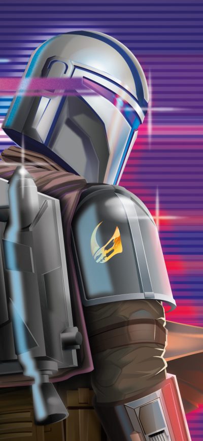 Fond d'écran iPhone The Mandalorian Synthwave 2020