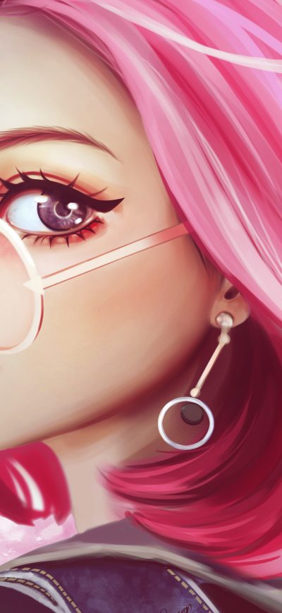 Fond d'écran iPhone Pink Hair Sun Glasses Fantasy Girl 8k