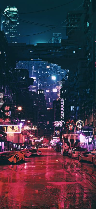 Fond d'écran iPhone Cyberpunk Futuristic City Science Fiction Concept Art 4k