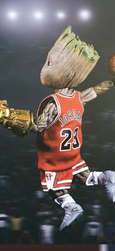 Fond d'écran iPhone Baby Groot Playing Basketball