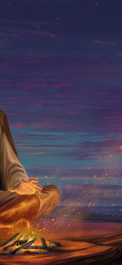 Fond d'écran iPhone Hermit Obi Wan Kenobi 8K Artwork