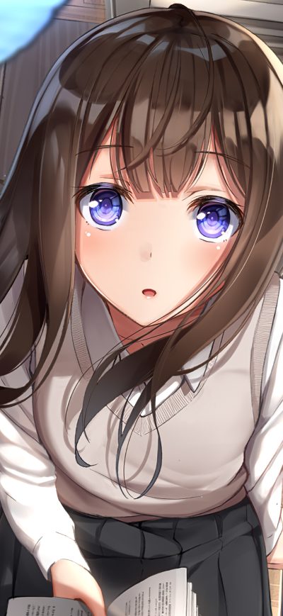 Fond d'écran iPhone Anime Girl School Looking Upward Butterfly 4k