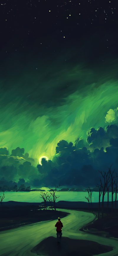 Fond d'écran iPhone Verdant Moonlight 4k