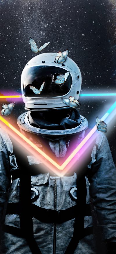 Fond d'écran iPhone Astronaut Neon Galaxy 5k