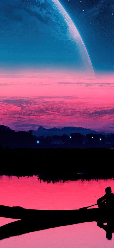 Fond d'écran iPhone Fishing Evening Digital Art 4k
