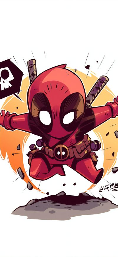 Fond d'écran iPhone Deadpool Minimalist Art 4k