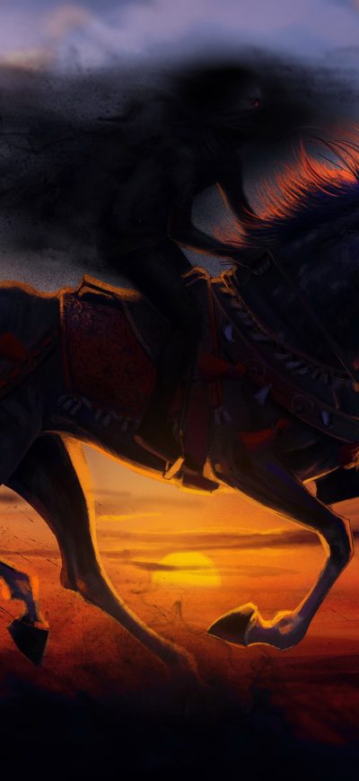 Fond d'écran iPhone Horse Sunset Painting Artwork