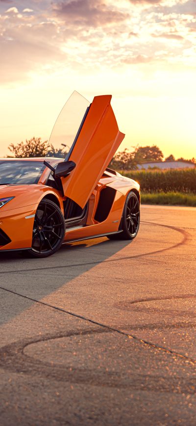 Fond d'écran iPhone Orange Lamborghini Aventador 4k