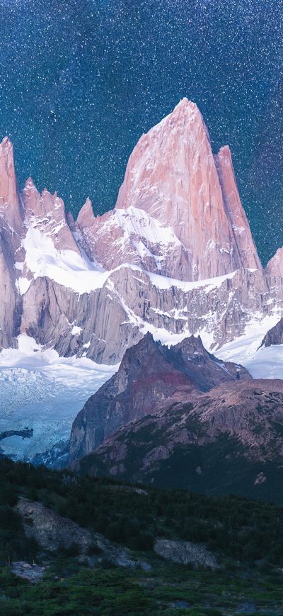Fond d'écran iPhone Mountains Snow Stars Galaxy 4k