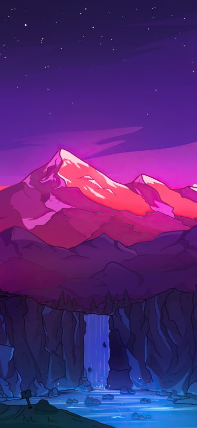 Fond d'écran iPhone Colorful Mountains Night Minimal 8k