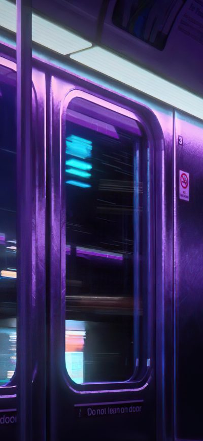 Fond d'écran iPhone Subway Night Cyber Neon Lights 5k