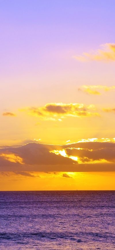 Fond d'écran iPhone Ocean Sunset Beautiful Clouds 4k