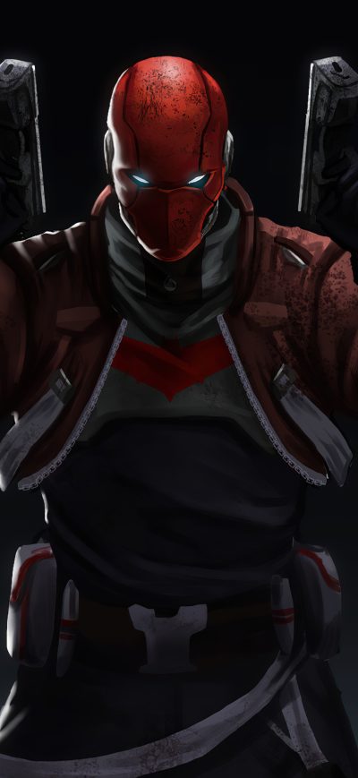 Fond d'écran iPhone Red Hood With Two Guns 4k
