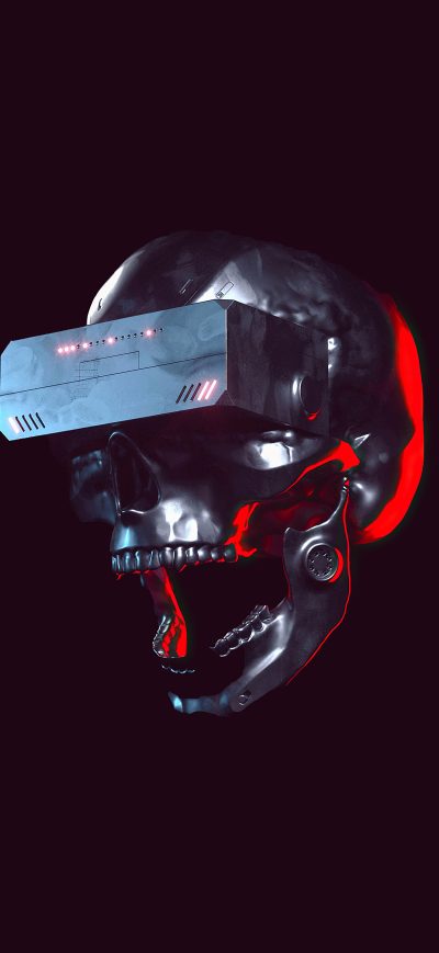 Fond d'écran iPhone Skull Scifi Future Minimal 5k