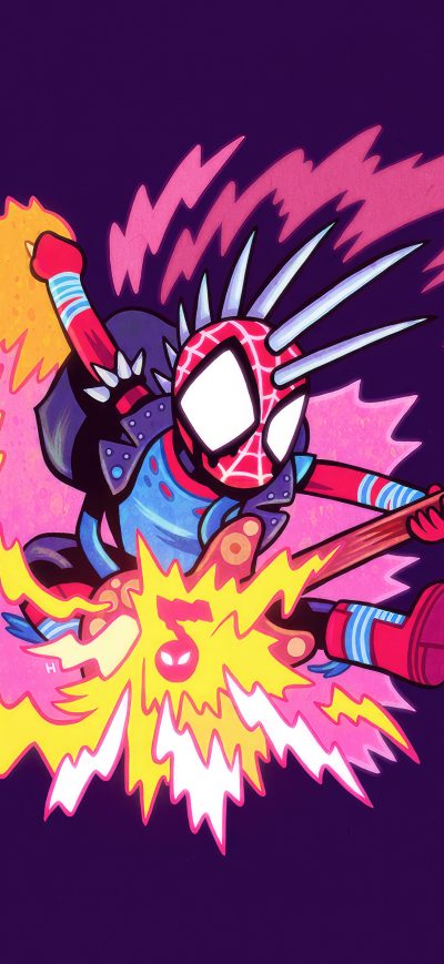Fond d'écran iPhone Spider Punk Minimal 5k