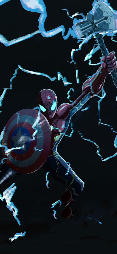 Fond d'écran iPhone Spiderman Thor Hammer 4k