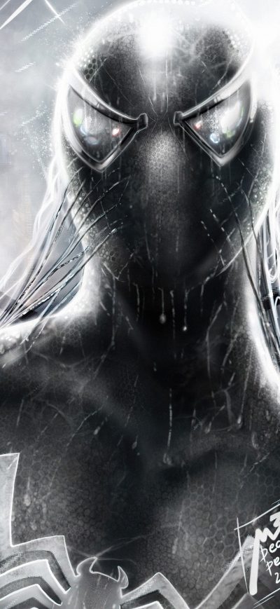 Fond d'écran iPhone Symbiote Spider Man Monochrome 4k