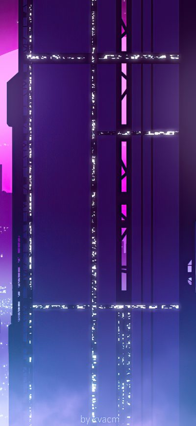 Fond d'écran iPhone Synthwave City View 4k