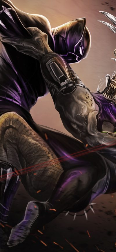Fond d'écran iPhone Black Panther Vs Predator Illustration