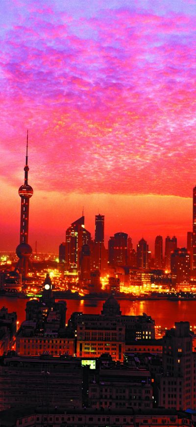 Fond d'écran iPhone Shanghai Sunset Building