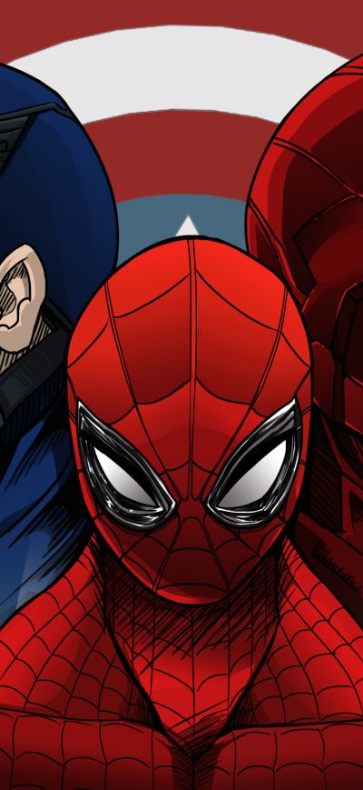 Fond d'écran iPhone Spiderman Iron Man Captain America Artwork