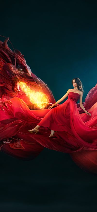 Fond d'écran iPhone Beautiful Girl With Dragon Firing