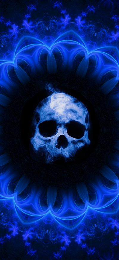 Fond d'écran iPhone Skull Dark Blue Gothic Fantasy